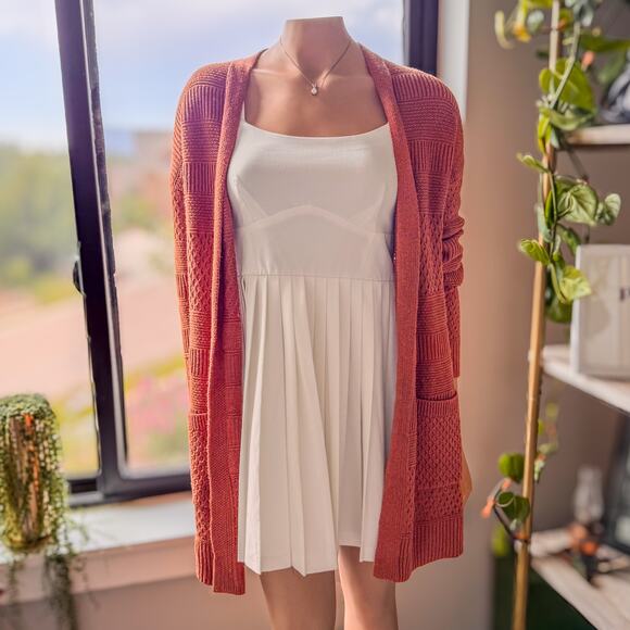 J by Joie, Loosely Woven Cardigan Sweater in Burnt Orange Autumn Tone-Size Small - Picture 1 of 11